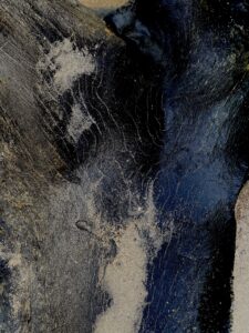 A painting of a cow amidst the Petrified Forest.