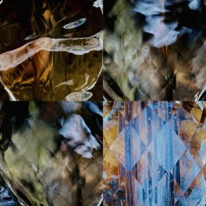 A series of crystal bead experiments showcasing the colorful transformation of a glass vase.
