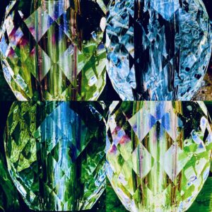 A collage of four crystal bead experiments.